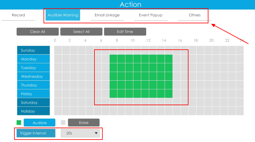 Other actions for motion detection